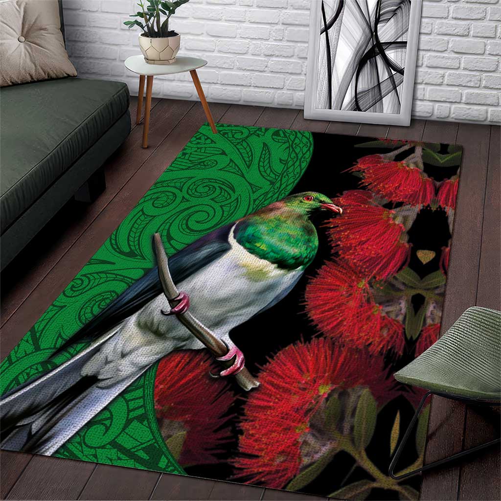 New Zealand Kereru And Pohutukawa Area Rug Maori Tribal Tattoo