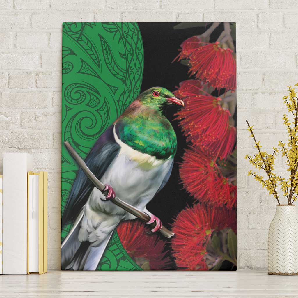 New Zealand Kereru And Pohutukawa Canvas Wall Art Maori Tribal Tattoo