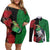 New Zealand Kereru And Pohutukawa Couples Matching Off Shoulder Short Dress and Long Sleeve Button Shirt Maori Tribal Tattoo