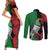 New Zealand Kereru And Pohutukawa Couples Matching Short Sleeve Bodycon Dress and Long Sleeve Button Shirt Maori Tribal Tattoo