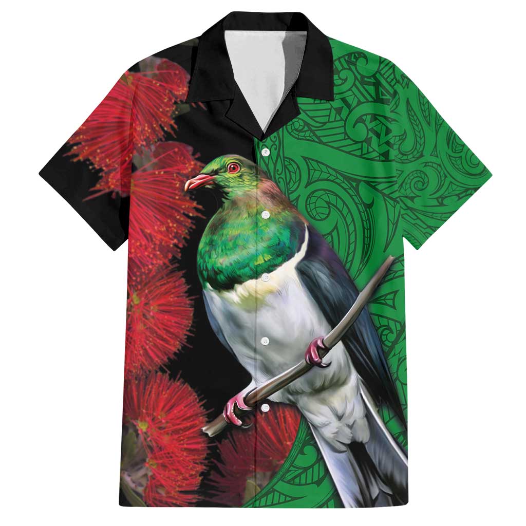 New Zealand Kereru And Pohutukawa Family Matching Summer Maxi Dress and Hawaiian Shirt Maori Tribal Tattoo