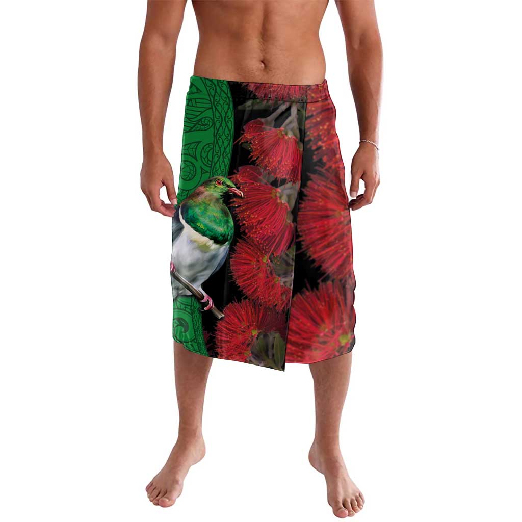 New Zealand Kereru And Pohutukawa Lavalava Maori Tribal Tattoo LT03 Black - Polynesian Pride