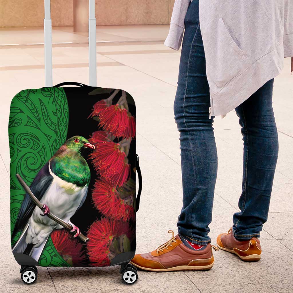 New Zealand Kereru And Pohutukawa Luggage Cover Maori Tribal Tattoo