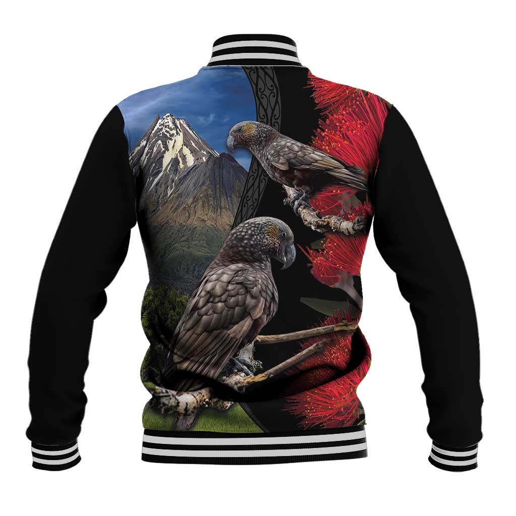 New Zealand Kea And Pohutukawa Baseball Jacket With The Mountain Landscape LT03 - Polynesian Pride