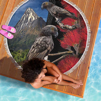 New Zealand Kea And Pohutukawa Beach Blanket With The Mountain Landscape LT03 - Polynesian Pride