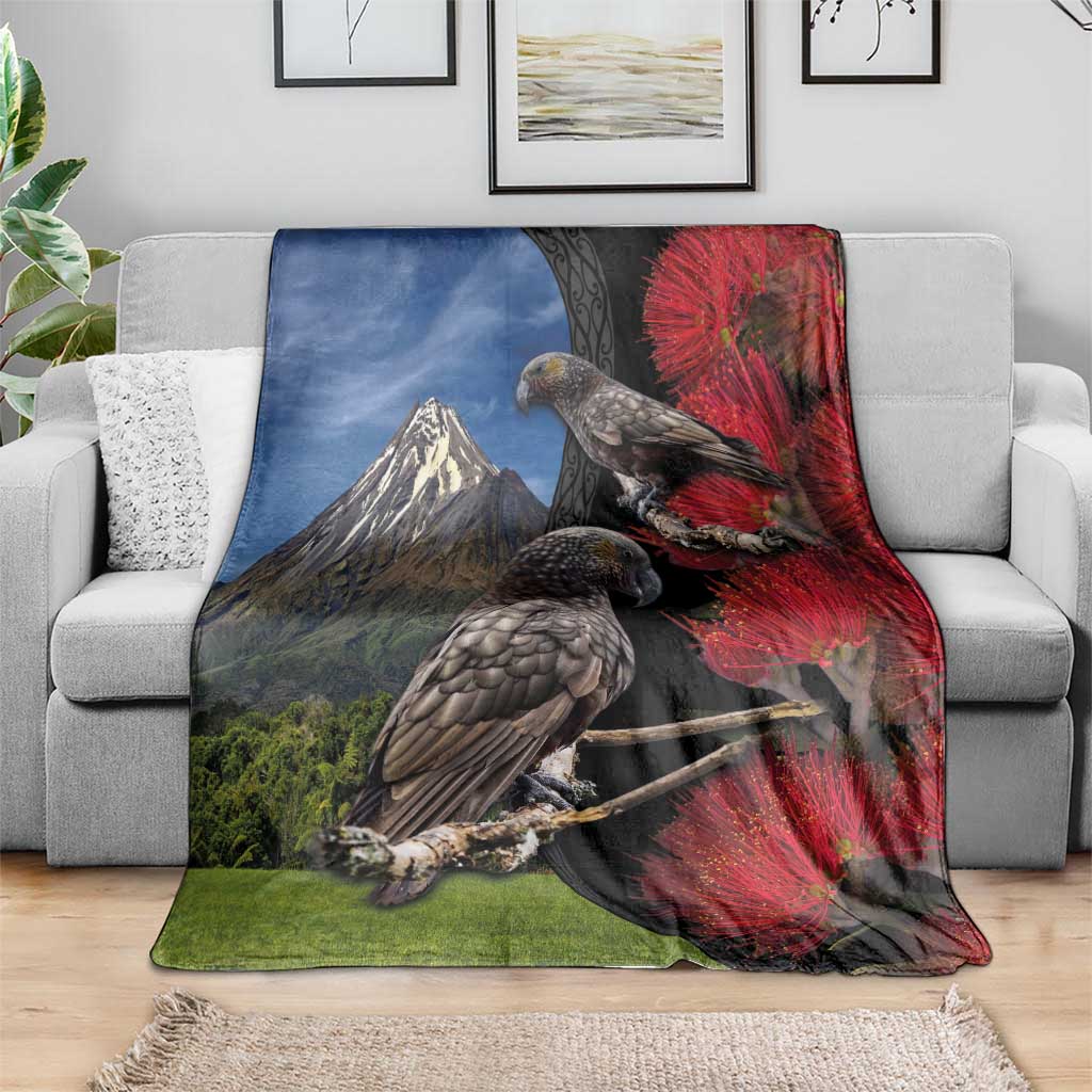 New Zealand Kea And Pohutukawa Blanket With The Mountain Landscape LT03 - Polynesian Pride