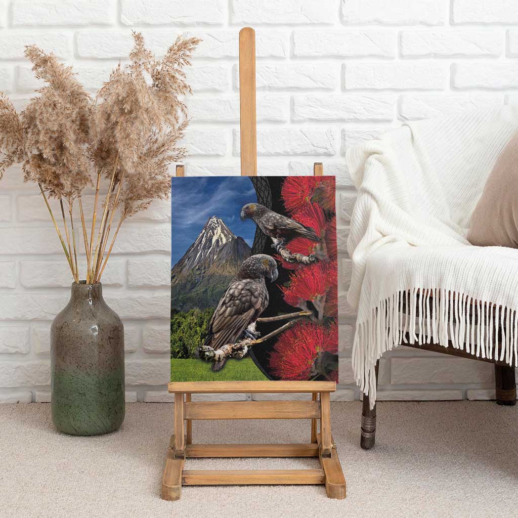 New Zealand Kea And Pohutukawa Canvas Wall Art With The Mountain Landscape LT03 - Polynesian Pride