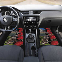 New Zealand Kea And Pohutukawa Car Mats With The Mountain Landscape LT03 Set 2pcs - Front Black - Polynesian Pride
