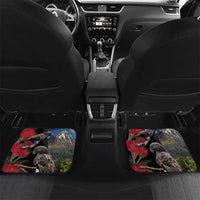 New Zealand Kea And Pohutukawa Car Mats With The Mountain Landscape LT03 Set 2pcs - Back Black - Polynesian Pride