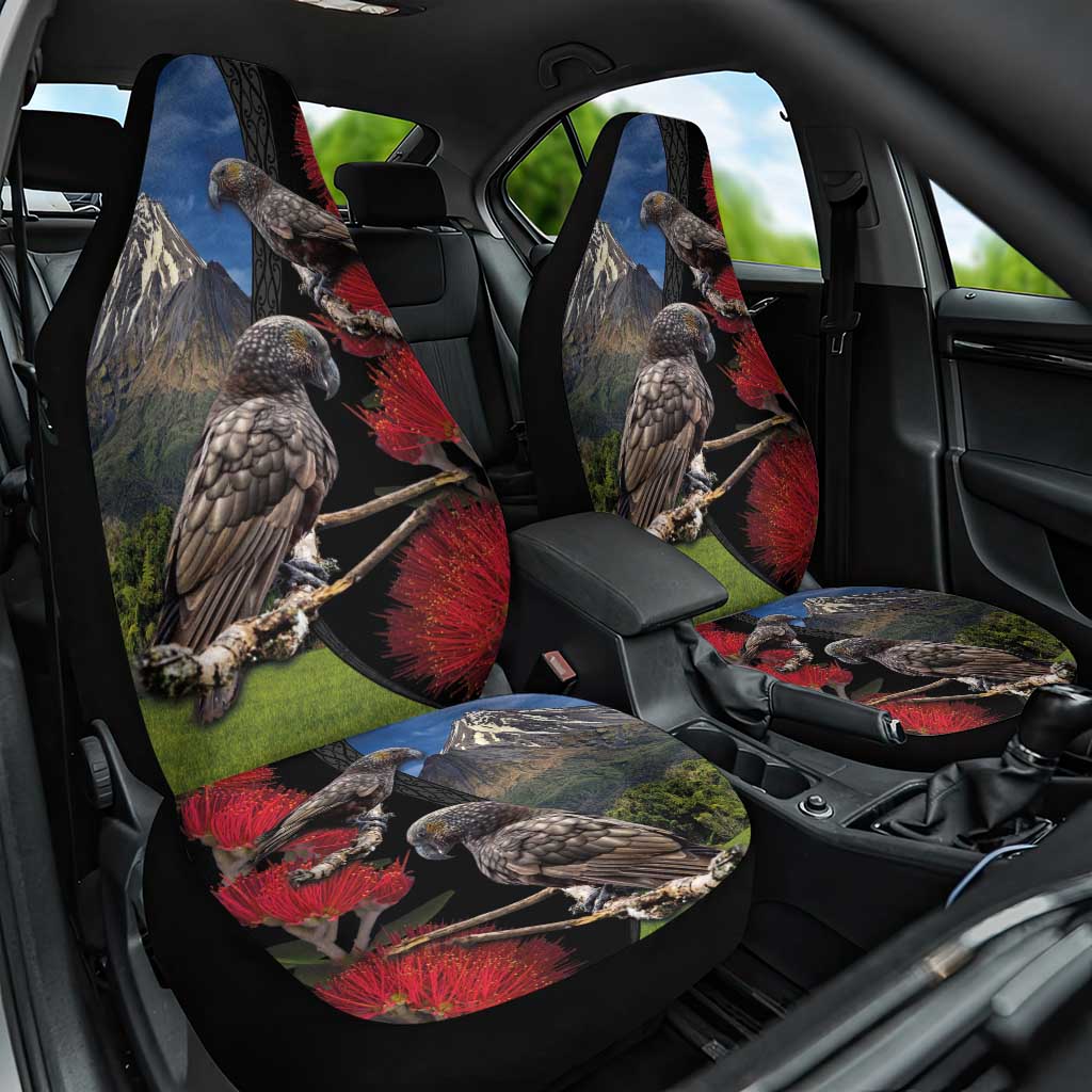 New Zealand Kea And Pohutukawa Car Seat Cover With The Mountain Landscape