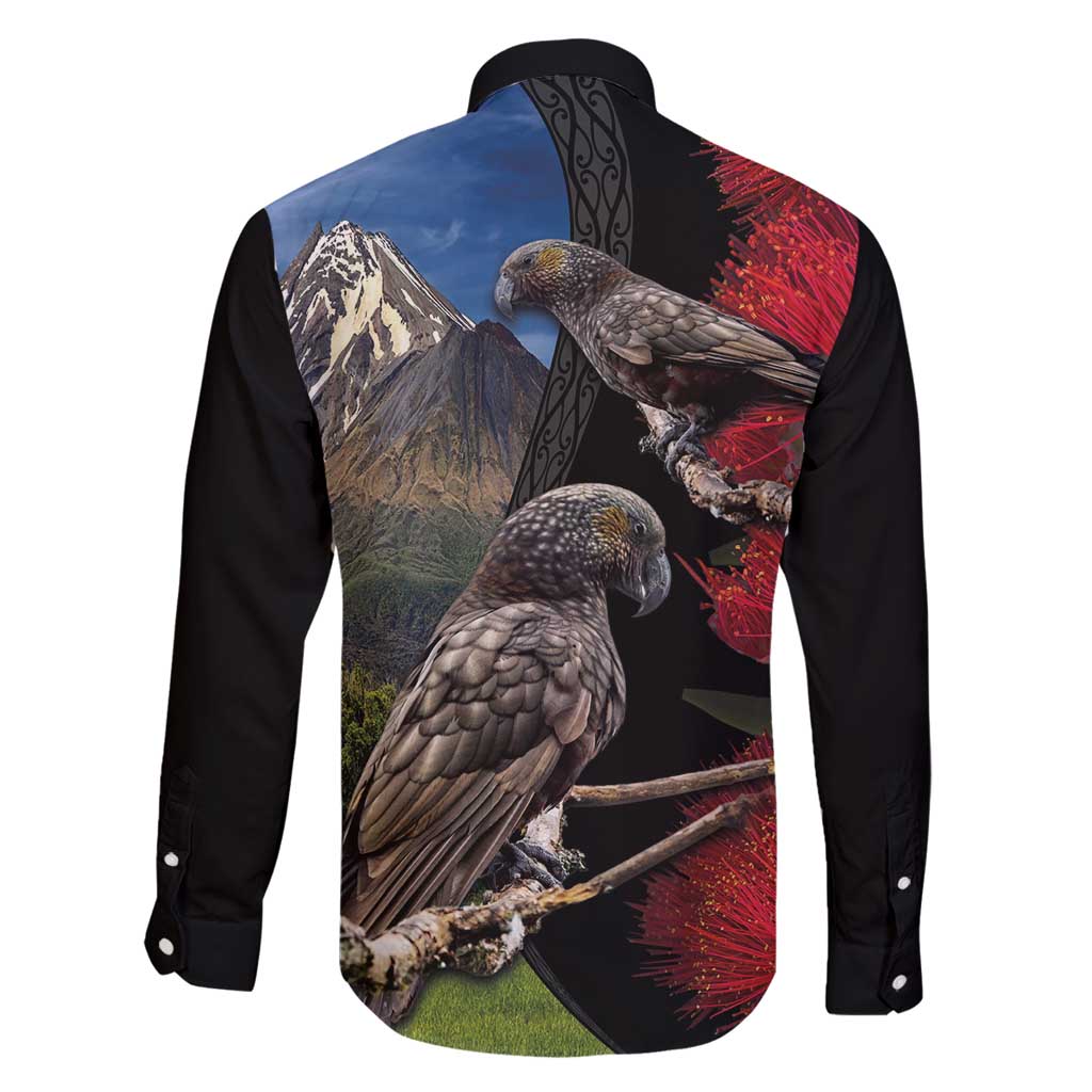 New Zealand Kea And Pohutukawa Family Matching Off Shoulder Maxi Dress and Hawaiian Shirt With The Mountain Landscape LT03 - Polynesian Pride