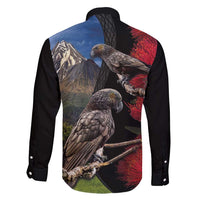 New Zealand Kea And Pohutukawa Family Matching Off Shoulder Maxi Dress and Hawaiian Shirt With The Mountain Landscape LT03 - Polynesian Pride