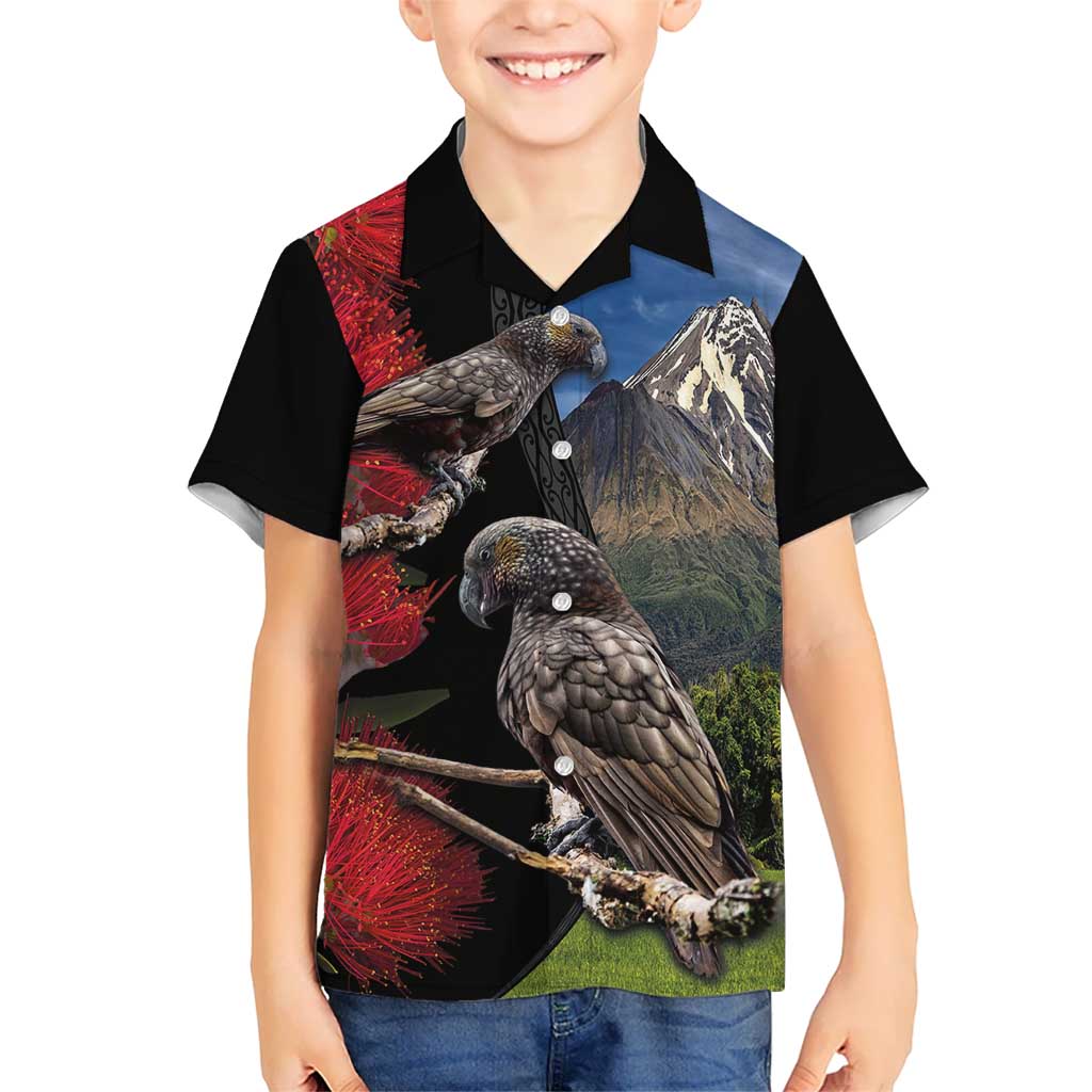 New Zealand Kea And Pohutukawa Hawaiian Shirt With The Mountain Landscape LT03 - Polynesian Pride