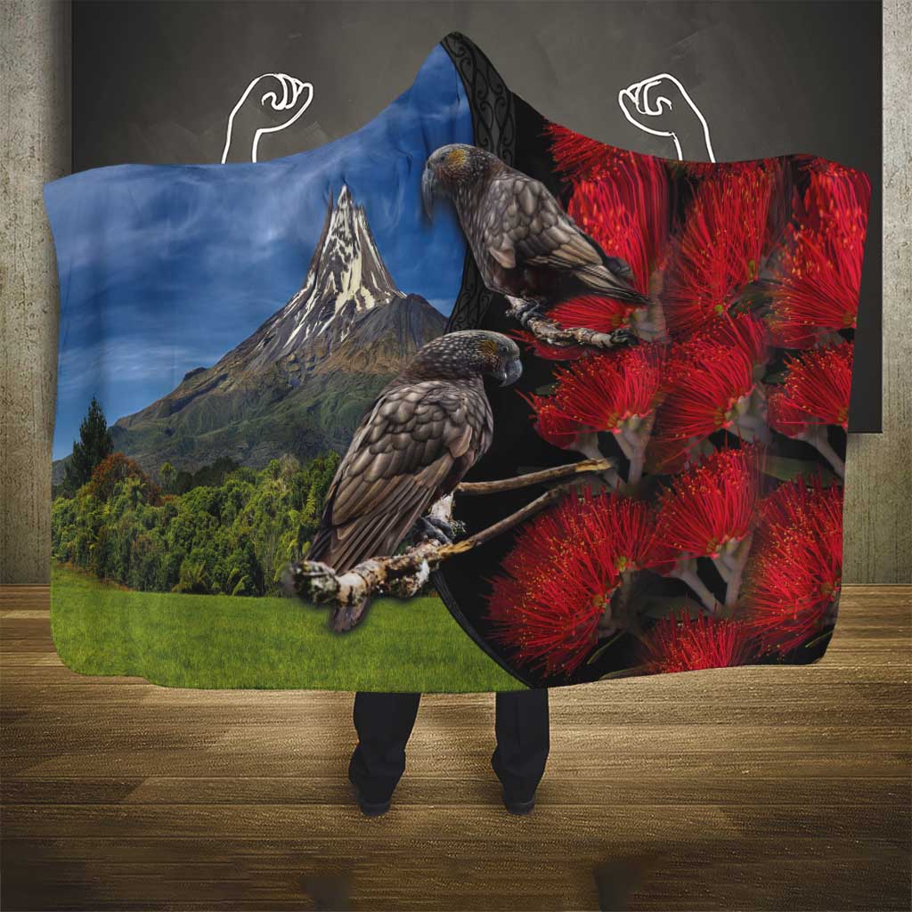 New Zealand Kea And Pohutukawa Hooded Blanket With The Mountain Landscape LT03 - Polynesian Pride