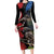 New Zealand Kea And Pohutukawa Long Sleeve Bodycon Dress With The Mountain Landscape