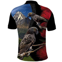 New Zealand Kea And Pohutukawa Polo Shirt With The Mountain Landscape
