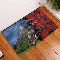 New Zealand Kea And Pohutukawa Rubber Doormat With The Mountain Landscape LT03 - Polynesian Pride