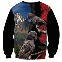 New Zealand Kea And Pohutukawa Sweatshirt With The Mountain Landscape LT03 - Polynesian Pride