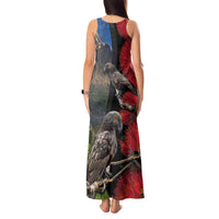 New Zealand Kea And Pohutukawa Tank Maxi Dress With The Mountain Landscape