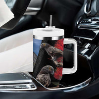 New Zealand Kea And Pohutukawa Tumbler With Handle With The Mountain Landscape