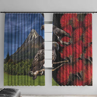 New Zealand Kea And Pohutukawa Window Curtain With The Mountain Landscape LT03 With Hooks Black - Polynesian Pride