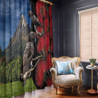 New Zealand Kea And Pohutukawa Window Curtain With The Mountain Landscape LT03 - Polynesian Pride