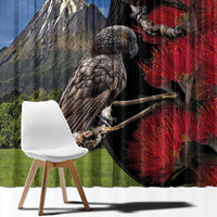 New Zealand Kea And Pohutukawa Window Curtain With The Mountain Landscape LT03 - Polynesian Pride
