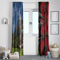 New Zealand Kea And Pohutukawa Window Curtain With The Mountain Landscape LT03 - Polynesian Pride
