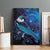 New Zealand Tui Bird Canvas Wall Art The Pleiades Star Cluster and Koru Tribal Tattoo Galaxy Vibe