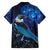 New Zealand Tui Bird Family Matching Off The Shoulder Long Sleeve Dress and Hawaiian Shirt The Pleiades Star Cluster and Koru Tribal Tattoo Galaxy Vibe