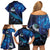 New Zealand Tui Bird Family Matching Off Shoulder Short Dress and Hawaiian Shirt The Pleiades Star Cluster and Koru Tribal Tattoo Galaxy Vibe