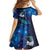 New Zealand Tui Bird Kid Short Sleeve Dress The Pleiades Star Cluster and Koru Tribal Tattoo Galaxy Vibe