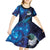 New Zealand Tui Bird Kid Short Sleeve Dress The Pleiades Star Cluster and Koru Tribal Tattoo Galaxy Vibe