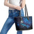 New Zealand Tui Bird Leather Tote Bag The Pleiades Star Cluster and Koru Tribal Tattoo Galaxy Vibe