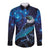 New Zealand Tui Bird Long Sleeve Button Shirt The Pleiades Star Cluster and Koru Tribal Tattoo Galaxy Vibe