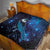 New Zealand Tui Bird Quilt The Pleiades Star Cluster and Koru Tribal Tattoo Galaxy Vibe