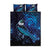 New Zealand Tui Bird Quilt Bed Set The Pleiades Star Cluster and Koru Tribal Tattoo Galaxy Vibe