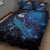 New Zealand Tui Bird Quilt Bed Set The Pleiades Star Cluster and Koru Tribal Tattoo Galaxy Vibe