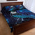 New Zealand Tui Bird Quilt Bed Set The Pleiades Star Cluster and Koru Tribal Tattoo Galaxy Vibe