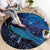 New Zealand Tui Bird Round Carpet The Pleiades Star Cluster and Koru Tribal Tattoo Galaxy Vibe