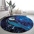 New Zealand Tui Bird Round Carpet The Pleiades Star Cluster and Koru Tribal Tattoo Galaxy Vibe