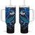 New Zealand Tui Bird Tumbler With Handle The Pleiades Star Cluster and Koru Tribal Tattoo Galaxy Vibe