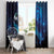 New Zealand Tui Bird Window Curtain The Pleiades Star Cluster and Koru Tribal Tattoo Galaxy Vibe