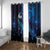 New Zealand Tui Bird Window Curtain The Pleiades Star Cluster and Koru Tribal Tattoo Galaxy Vibe