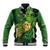 New Zealand Kākāpō Baseball Jacket Silver Fern with Close up of Green Fern Leaves and Maori Tattoo