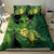 New Zealand Kākāpō Bedding Set Silver Fern with Close up of Green Fern Leaves and Maori Tattoo