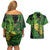 New Zealand Kākāpō Couples Matching Off Shoulder Short Dress and Hawaiian Shirt Silver Fern with Close up of Green Fern Leaves and Maori Tattoo