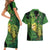 New Zealand Kākāpō Couples Matching Short Sleeve Bodycon Dress and Hawaiian Shirt Silver Fern with Close up of Green Fern Leaves and Maori Tattoo