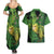 New Zealand Kākāpō Couples Matching Summer Maxi Dress and Hawaiian Shirt Silver Fern with Close up of Green Fern Leaves and Maori Tattoo