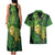 New Zealand Kākāpō Couples Matching Tank Maxi Dress and Hawaiian Shirt Silver Fern with Close up of Green Fern Leaves and Maori Tattoo